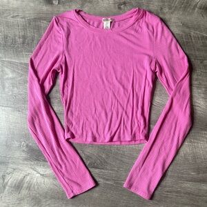 Bozzolo Pink Ribbed Long Sleeve Top